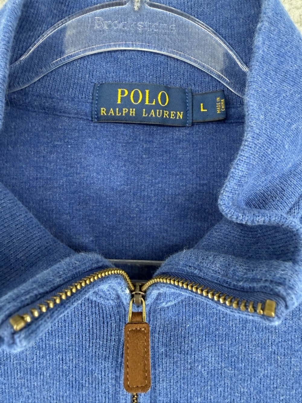 Polo by Ralph Lauren Blue Half-Zip Sweater with Yellow Logo - Picture 4 of 7
